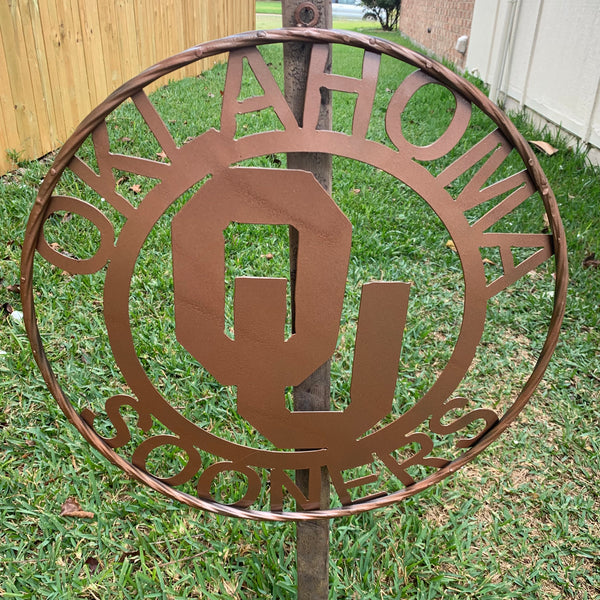 12",18",24",32",36" OU SOONERS OKLAHOMA HAMMERED COPPER CUSTOM VINTAGE TEAM CRAFT METAL ART WESTERN HOME DECOR