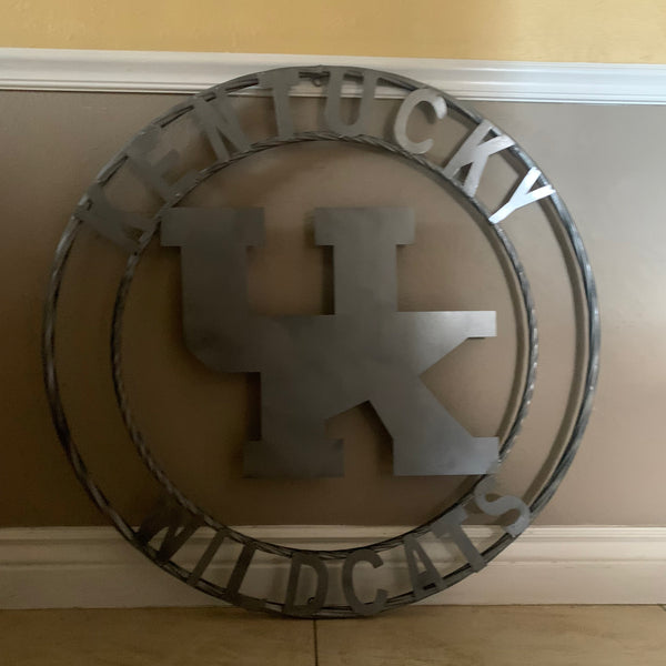 12", 18", 24", 32" KENTUCKY WILDCATS CUSTOM SILVER GREY METAL VINTAGE CRAFT SIGN HANDMADE