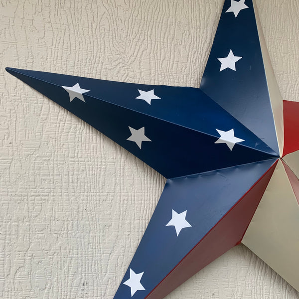 12",16",24",30",36" USA AMERICAN FLAG STAR STYLE #1 RED WHITE & BLUE METAL BARN STAR WALL ART HANDMADE STYLE# 1