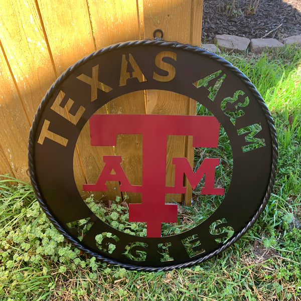 24" TEXAS A&M WIDE BAND RING CUSTOM METAL VINTAGE CRAFT SIGN TEAM HANDMADE
