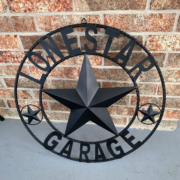 LONESTAR GARAGE STYLE CUSTOM BARN NAME STAR LONESTAR GARAGE METAL NAME BARN STAR WITH TWISTED ROPE RING 3d STAR ART WESTERN HOME DECOR RUSTIC BROWN