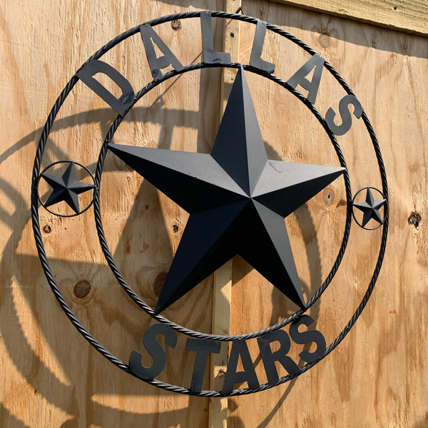 DALLAS STARS RUSTIC BLACK LONE STAR METAL HOCKEY TEAM WESTERN HOME DECOR CRAFT