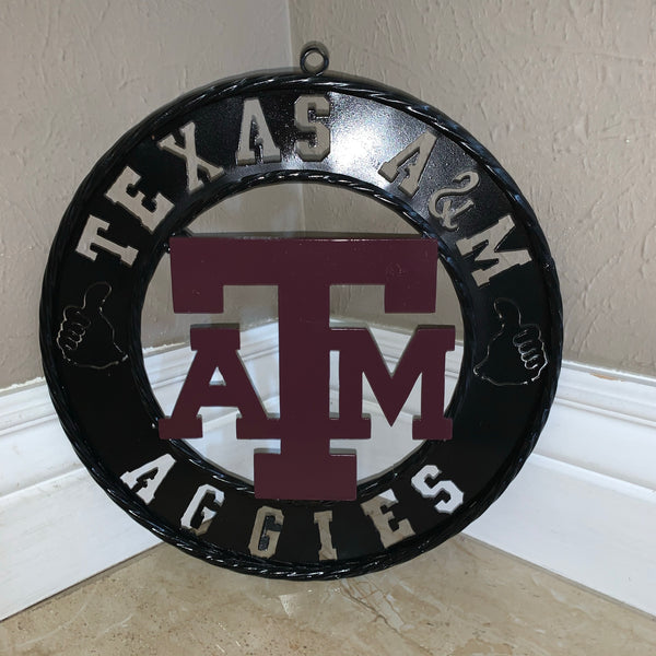 12",18",24",32" TEXAS A&M AGGIES WIDE BAND RING CUSTOM METAL VINTAGE CRAFT TEAM SIGN HANDMADE
