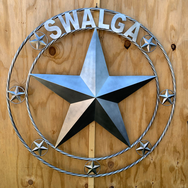 KOLET FAMILY STYLE YOUR CUSTOM FAMILY NAME STAR METAL BARN STAR ROPE RING KOLET FAMILY WESTERN HOME DECOR VINTAGE RUSTIC BROWN NEW HANDMADE 24",32",34",36",40",42",44",46",50"