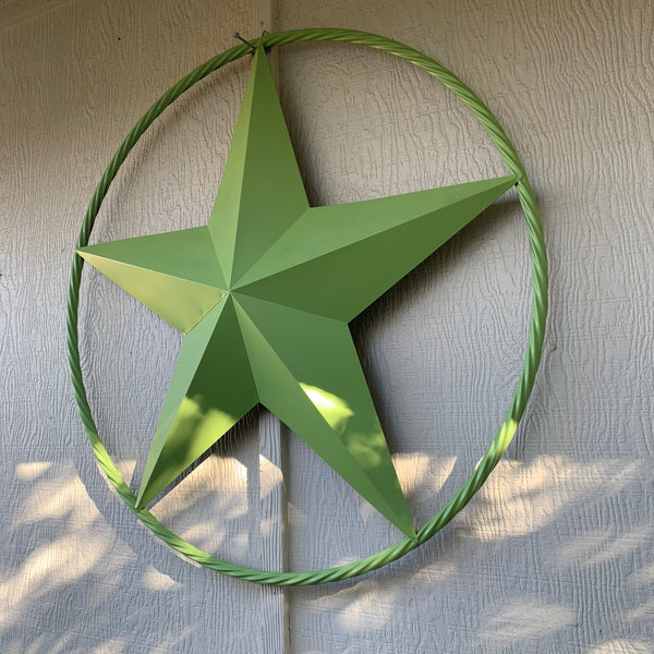 APPLE GREEN BARN STAR METAL LONESTAR TWISTED ROPE RING WESTERN HOME DECOR HANDMADE #EH10836