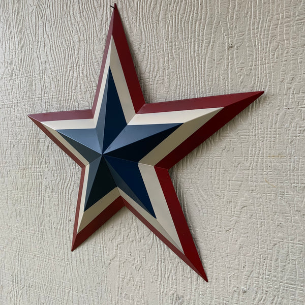 12",16",24",30",36" RED WHITE BLUE METAL BARN STAR METAL WALL ART HANDMADE