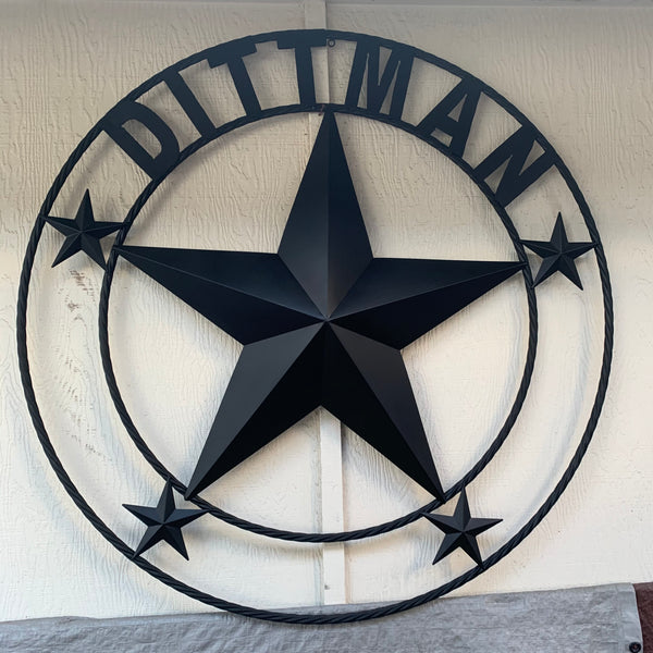 LOPEZ CUSTOM STAR NAME BARN METAL STAR 3d TWISTED ROPE RING WESTERN HOME DECOR RUSTIC  BRONZE HANDMADE 24",32",34",36",40",42",44",46",50"