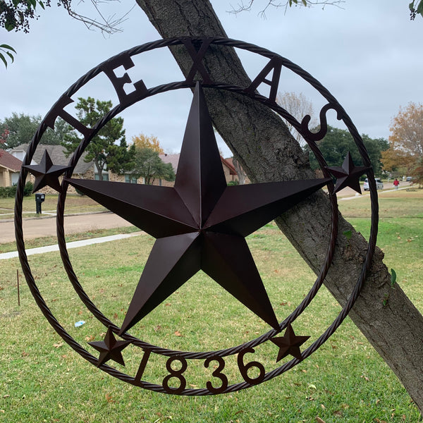 36" TEXAS 1836 BROWN BARN STAR METAL ART WESTERN HOME DECOR VINTAGE RUSTIC CRAFT ART