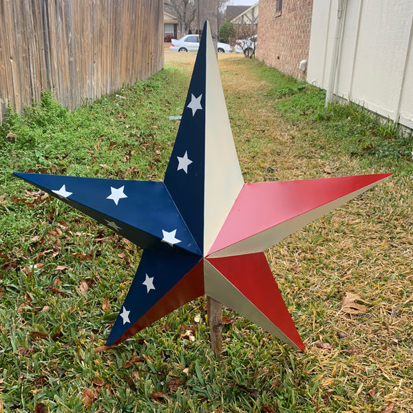 12",16",24",30",36" USA AMERICAN FLAG STAR STYLE #1 RED WHITE & BLUE METAL BARN STAR WALL ART HANDMADE STYLE# 1