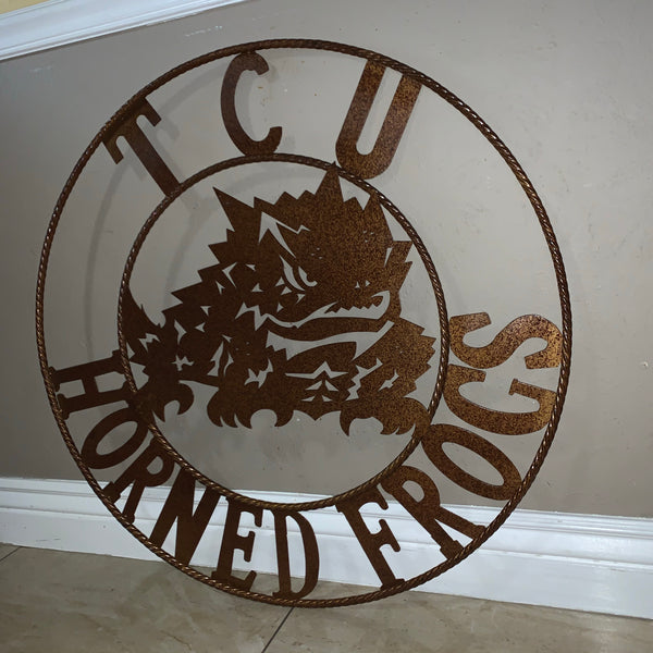 12", 18", 24", 32" TCU HORNED FROGS CUSTOM VINTAGE CRAFT METAL TEAM SIGN HANDMADE