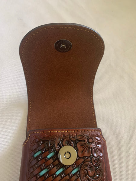 #LG_2006  7" PLAIN GENUINE LEATHER POUCH EXTRA LARGE  BELT LOOP HOLSTER CELL PHONE CASE UNIVERSAL OVERSIZE
