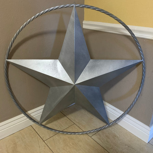 12",16",24",32",34", 36",38",40",48",60",72",96" RUSTIC GREY BARN LONE STAR WITH TWISTED ROPE RING METAL WALL ART WESTERN HOME DECOR VINTAGE RUSTIC CRAFT NEW
