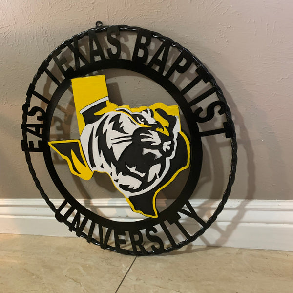 EAST TEXAS BAPTIST UNIVERSITY METAL CUSTOM VINTAGE CRAFT SIGN WALL ART TEAM HANDMADE