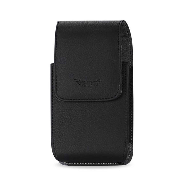 VP385A-BK 7" REIKO VERTICAL XL MEGA EXTRA LARGE LEATHER POUCH BELT CLIP HOLSTER CELL PHONE CASE UNIVERSAL OVERSIZE