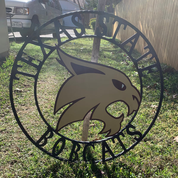 12",18",24",32",36" TEXAS STATE BOBCATS CUSTOM METAL VINTAGE CRAFT TEAM SIGN WESTERN HOME DECOR HANDMADE