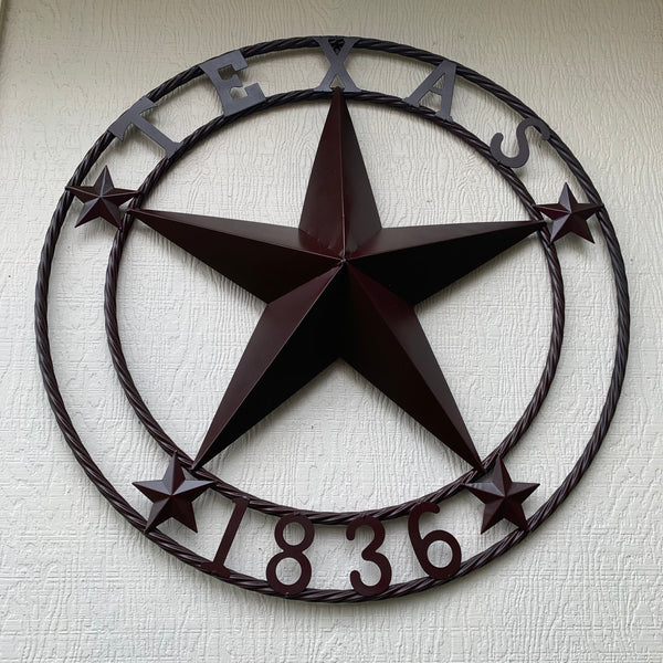 36" TEXAS 1836 BROWN BARN STAR METAL ART WESTERN HOME DECOR VINTAGE RUSTIC CRAFT ART