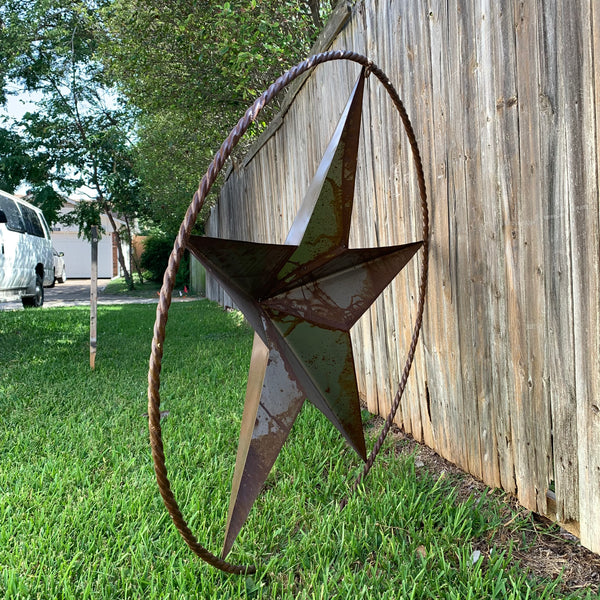 #EH10507 TEXAS GIANT 8,6,5,4 FOOT NATURAL RUSTIC SEALED UNPAINTED LARGE OVERSIZE METAL LONESTAR GENUINE RUST PATINA LONE STAR TWISTED ROPE RING 4,5,6,8 FOOT