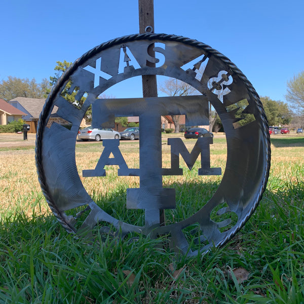 24" TEXAS A&M WIDE BAND RAW METAL CUSTOM VINTAGE CRAFT WALL ART TEAM SIGN HANDMADE