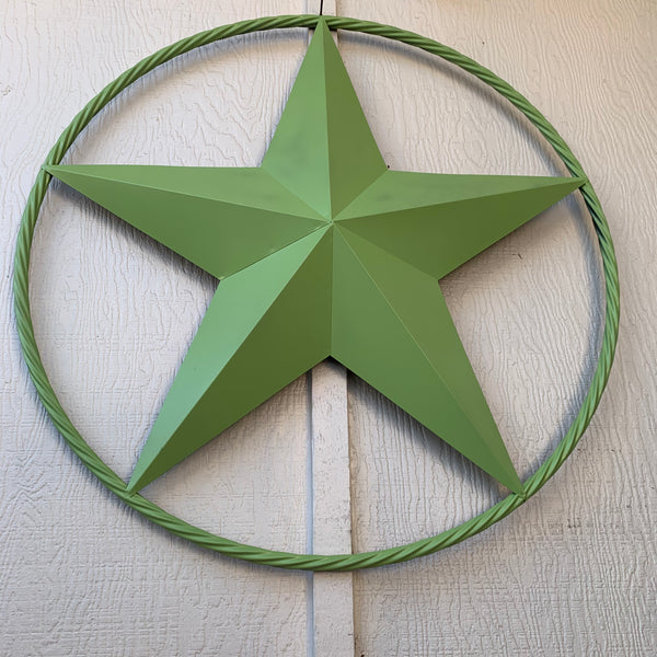 APPLE GREEN BARN STAR METAL LONESTAR TWISTED ROPE RING WESTERN HOME DECOR HANDMADE #EH10836