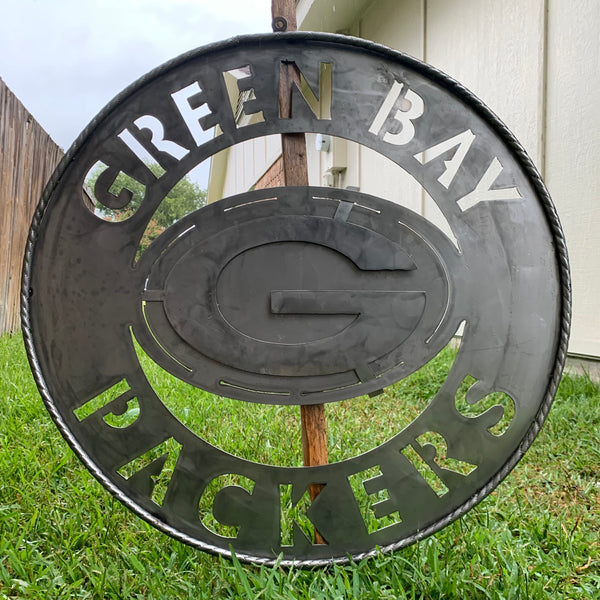 12",18",24",32",36" RAW METAL GREEN BAY PACKERS DISC CUSTOM METAL VINTAGE CRAFT TEAM SPORTS SIGN HANDMADE
