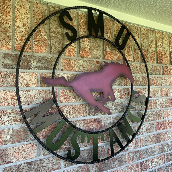 12",18",24",32",36" SMU MUSTANGS METAL CUSTOM VINTAGE CRAFT WALL ART TEAM SIGN HANDMADE