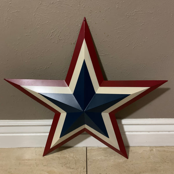 12",16",24",30",36" RED WHITE BLUE METAL BARN STAR METAL WALL ART HANDMADE