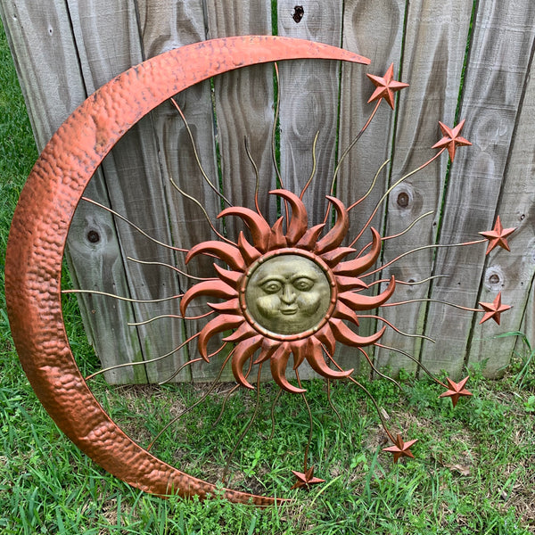 36" SUN MOON STARS METAL WALL WESTERN HOME DECOR NEW