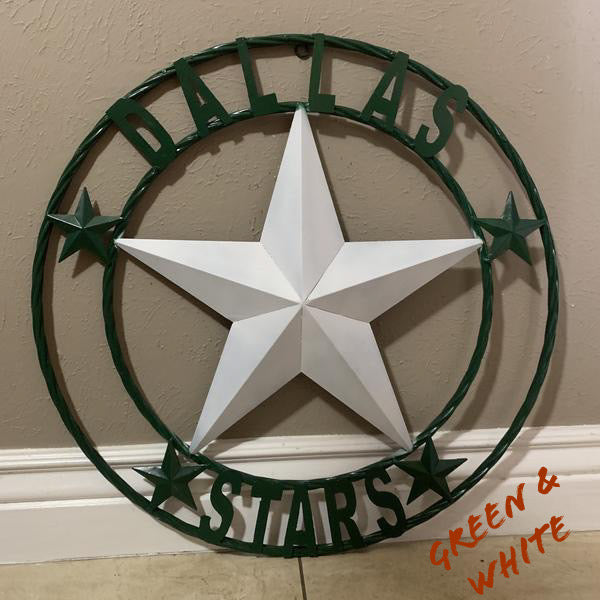 DALLAS STARS BARN LONE STAR METAL HOCKEY TEAM WESTERN HOME DECOR CRAFT RUSTIC GREEN & WHITE