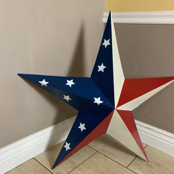 12",16",24",30",36" USA AMERICAN FLAG STAR STYLE #1 RED WHITE & BLUE METAL BARN STAR WALL ART HANDMADE STYLE# 1