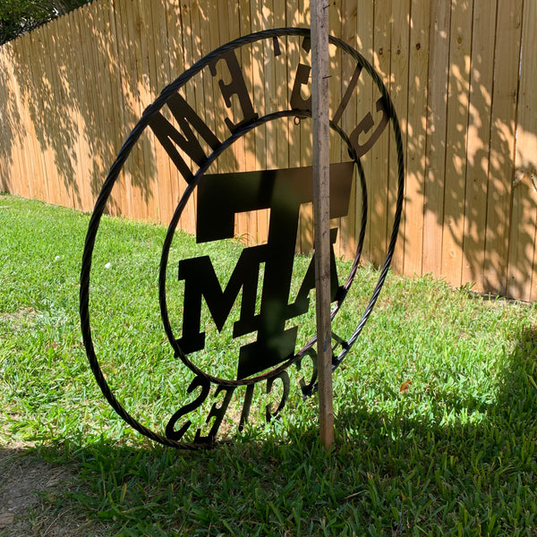 GIGEM AGGIES METAL CUSTOM VINTAGE CRAFT TEAM SIGN HANDMADE