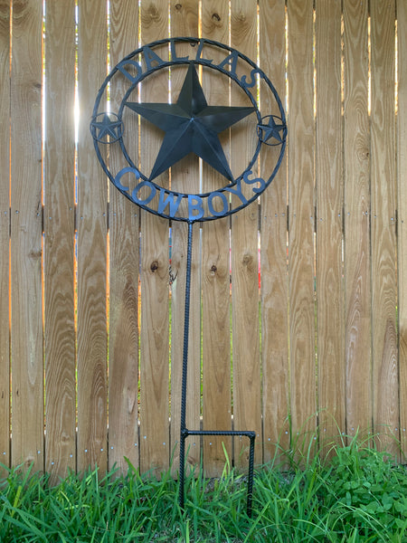 24" STAR & 34" STAKE DALLAS COWBOYS DECOR METAL ART WESTERN HOME WALL DECOR ALL RUSTIC BLACK STAR WITH 34" STAKE
