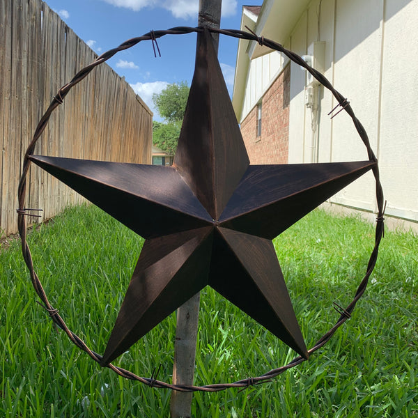 24" BARBWIRE TWISTED RING METAL WALL ART WESTERN HOME DECOR RUSTIC BRONZE COPPER #A10024