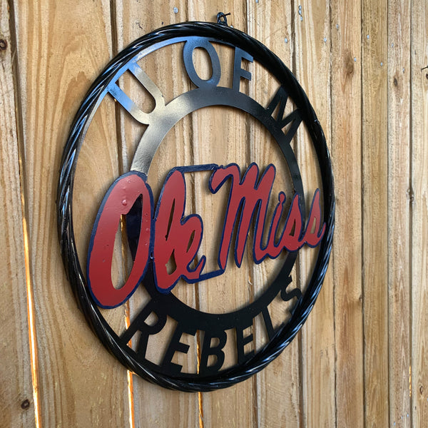 OLE MISS REBELS MISSISSIPPI METAL CUSTOM VINTAGE CRAFT TEAM SIGN HANDMADE