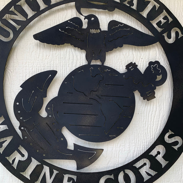 24" USA MARINE CORPS MILITARY LASERCUT BLACK CUSTOM VINTAGE METAL CRAFT WALL ART DECOR WESTERN HOME DECOR HANDMADE