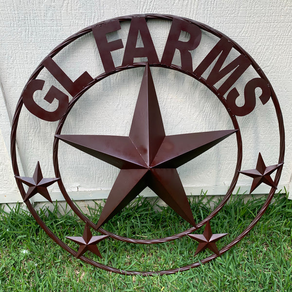 KOLET FAMILY STYLE YOUR CUSTOM FAMILY NAME STAR METAL BARN STAR ROPE RING KOLET FAMILY WESTERN HOME DECOR VINTAGE RUSTIC BROWN NEW HANDMADE 24",32",34",36",40",42",44",46",50"