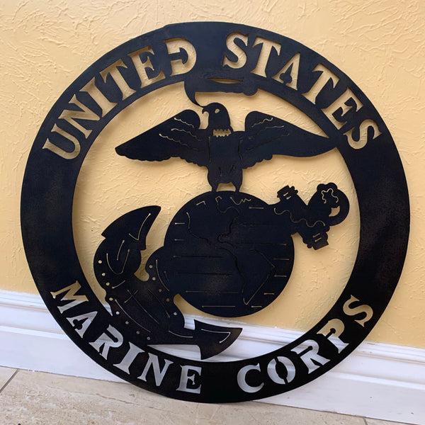 24" USA MARINE CORPS MILITARY LASERCUT BLACK CUSTOM VINTAGE METAL CRAFT WALL ART DECOR WESTERN HOME DECOR HANDMADE