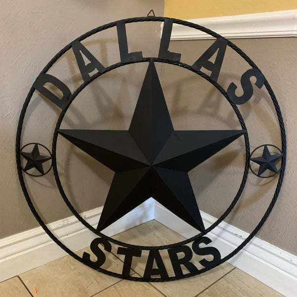 DALLAS STARS RUSTIC BLACK LONE STAR METAL HOCKEY TEAM WESTERN HOME DECOR CRAFT