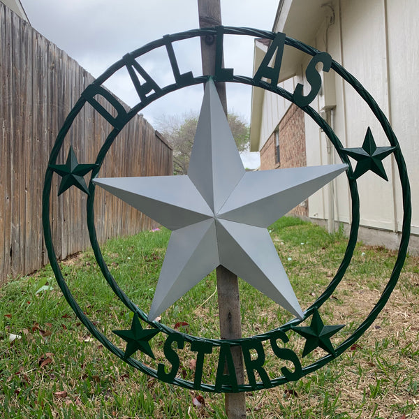 DALLAS STARS BARN LONE STAR METAL HOCKEY TEAM WESTERN HOME DECOR CRAFT RUSTIC GREEN & WHITE