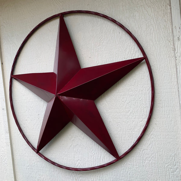 CRANBERRY BURGUNDY STAR RED STAR BARN METAL LONESTAR TWISTED ROPE RING WALL ART WESTERN HOME DECOR BRAND NEW