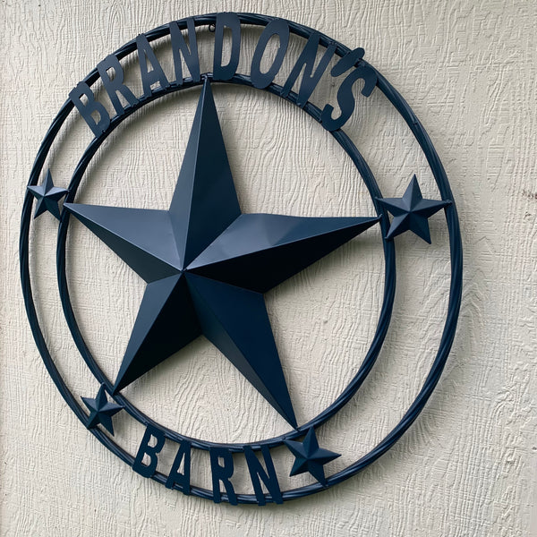 LAWN RANGERS STYLE CUSTOM BARN NAME YOUR BUSINESS NAME STAR BROWN METAL LAWN RANGERS NAME BARN STAR WITH TWISTED ROPE RING DESIGN METAL WALL 3d STAR ART WESTERN HOME DECOR NEW STYLES