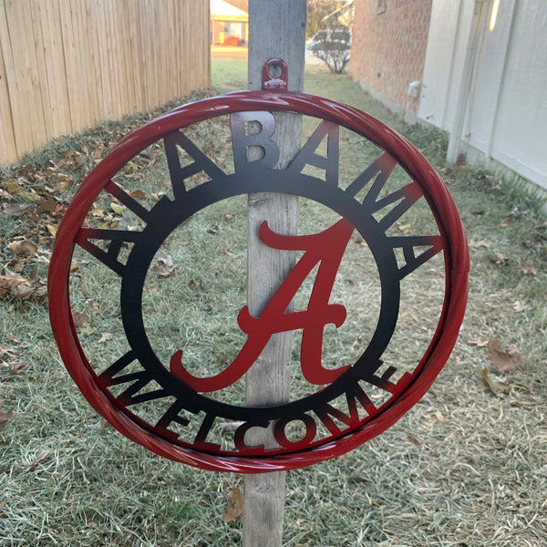 ALABAMA WELCOME RED & BLACK CUSTOM METAL VINTAGE SIGN TEAM HANDMADE