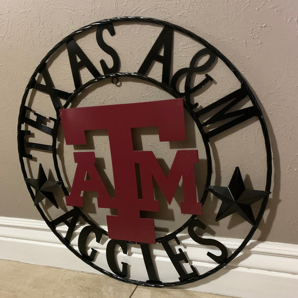 12", 18", 24", 32" TEXAS A&M AGGIES STARS METAL CUSTOM VINTAGE CRAFT WALL ART TEAM SIGN HANDMADE