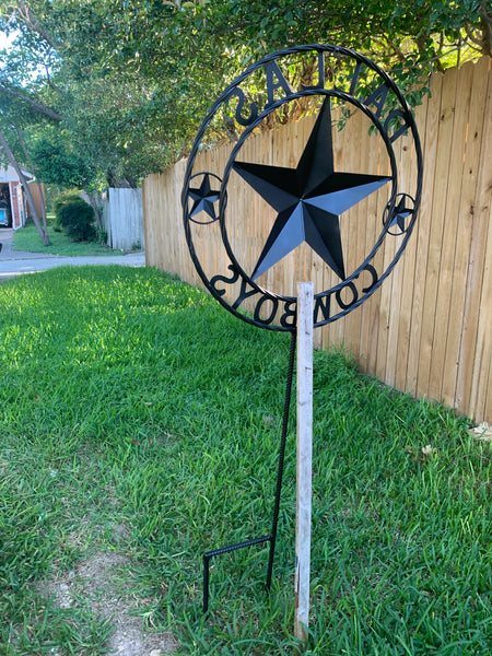 24" STAR & 34" STAKE DALLAS COWBOYS DECOR METAL ART WESTERN HOME WALL DECOR ALL RUSTIC BLACK STAR WITH 34" STAKE