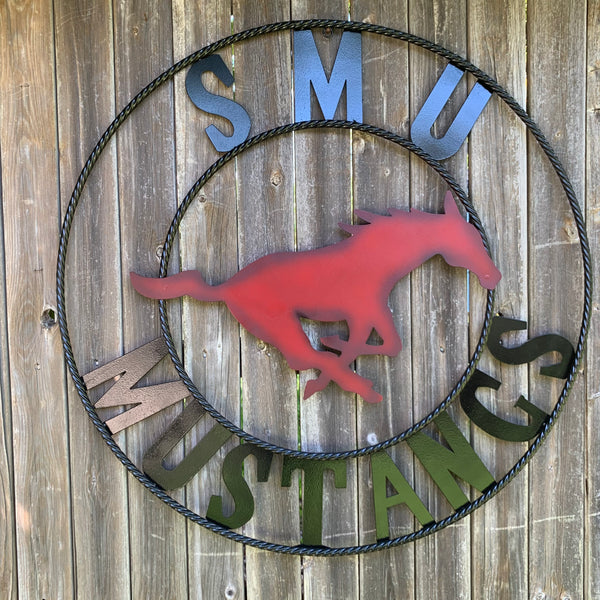 12",18",24",32",36" SMU MUSTANGS METAL CUSTOM VINTAGE CRAFT WALL ART TEAM SIGN HANDMADE