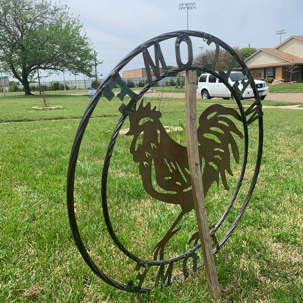 YOUR CUSTOM NAME ROOSTER LASERCUT RAW METAL ART WITH RING DESIGN WESTERN METAL ANIMAL ART HOME WALL DECOR BRAND NEW