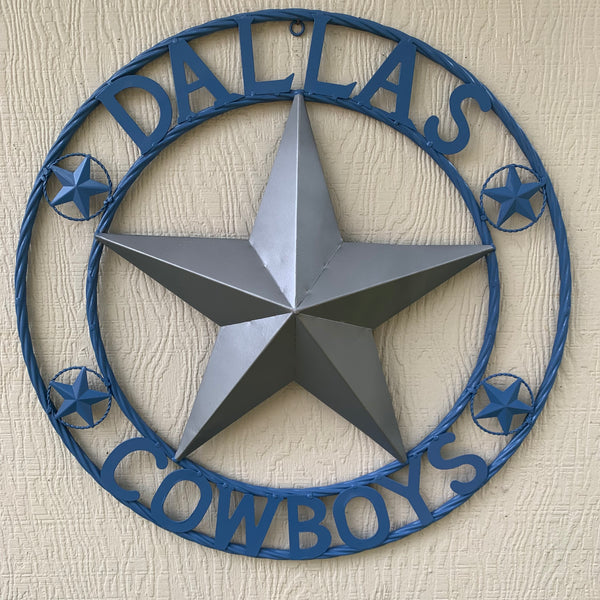 DALLAS COWBOYS LIGHT BLUE & SILVER DECOR METAL ART WESTERN HOME WALL DECOR SIZE:24",32",36",40",42",44",46",50"