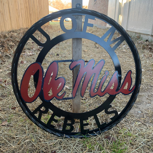 OLE MISS REBELS MISSISSIPPI METAL CUSTOM VINTAGE CRAFT TEAM SIGN HANDMADE