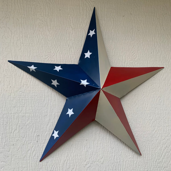 12",16",24",30",36" USA AMERICAN FLAG STAR STYLE #1 RED WHITE & BLUE METAL BARN STAR WALL ART HANDMADE STYLE# 1