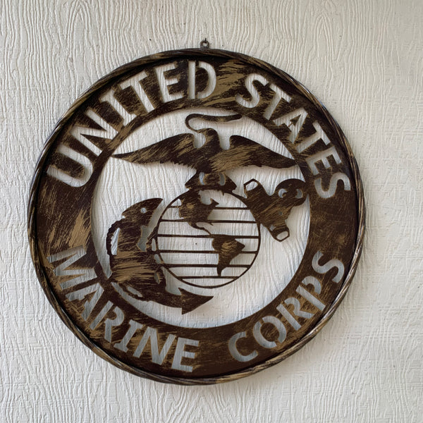 #EH10085 18",24",32" US MARINE CORPS MILITARY LASERCUT METAL PATRIOTIC WALL ART WESTERN HOME DECOR HANDMADE RUSTIC BRONZE COPPER