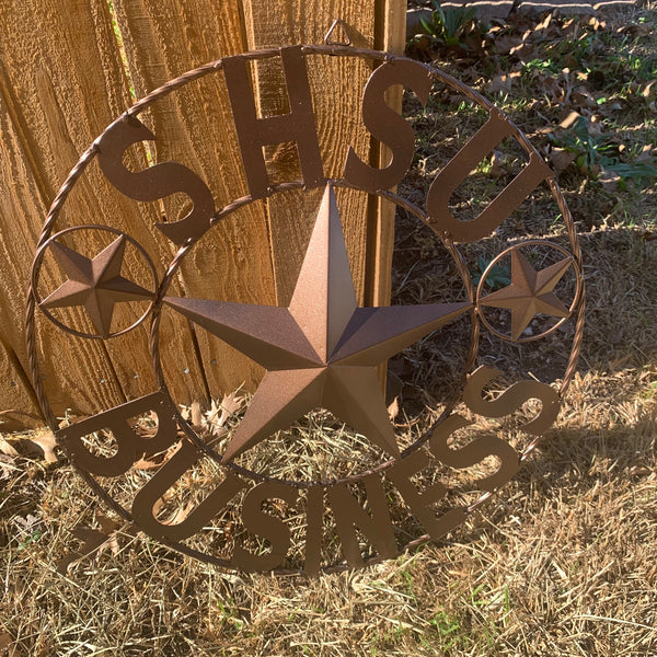 24",32" SHSU SAM HOUSTON BEARKATS BUSINESS RUSTIC BRONZE COPPER METAL CUSTOM VINTAGE CRAFT RUSTIC BLACK TEAM STAR HANDMADE